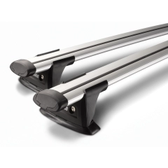 Yakima Aero ThruBar Silver 2 Bar Roof Rack for Mahindra Scorpio 5dr SUV with Flush Roof Rail (2023 onwards) - Raised Rail Mount