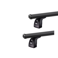 Thule 751 SquareBar Evo Black 2 Bar Roof Rack for Daewoo Cielo 4dr Sedan with Bare Roof (1995 to 1998) - Factory Point Mount