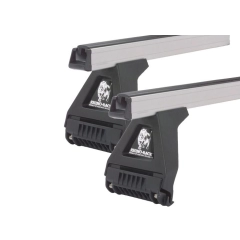 Rhino Rack JA0871 Heavy Duty RL150 Silver 2 Bar Roof Rack for MAHINDRA Pikup 4dr Ute with Rain Gutter (2007 onwards)