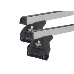 Rhino Rack JA0718 Heavy Duty RL110 Silver 2 Bar Roof Rack for MITSUBISHI L200 2dr Van with Rain Gutter (1984 to 1986)