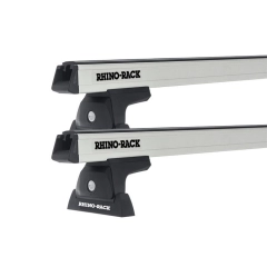 Rhino Rack JC-01367 Heavy Duty RLT600 Silver 2 Bar Roof Rack for ISUZU D-Max 4dr Ute with Tub Rack (2020 onwards)