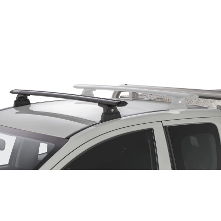 Rhino Rack JA8806 Vortex RLT600 Ditch Mount Black 1 Bar Roof Rack (Front) for Mitsubishi Triton MQ-MR Extra Cab Ute with Bare Roof (2015 onwards) - Factory Point Mount