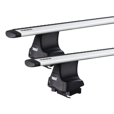 Thule 754 WingBar Rapid System Silver 2 Bar Roof Rack for Chrysler PT Cruiser 5dr Hatch with Bare Roof (2000 to 2010) - Clamp Mount