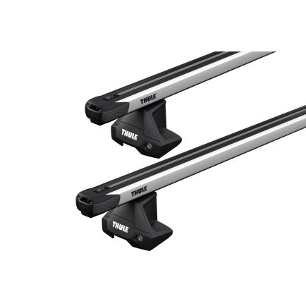 Thule SlideBar Evo Silver 2 Bar Roof Rack for MINI Clubman 5dr Hatch with Bare Roof (2016 onwards)