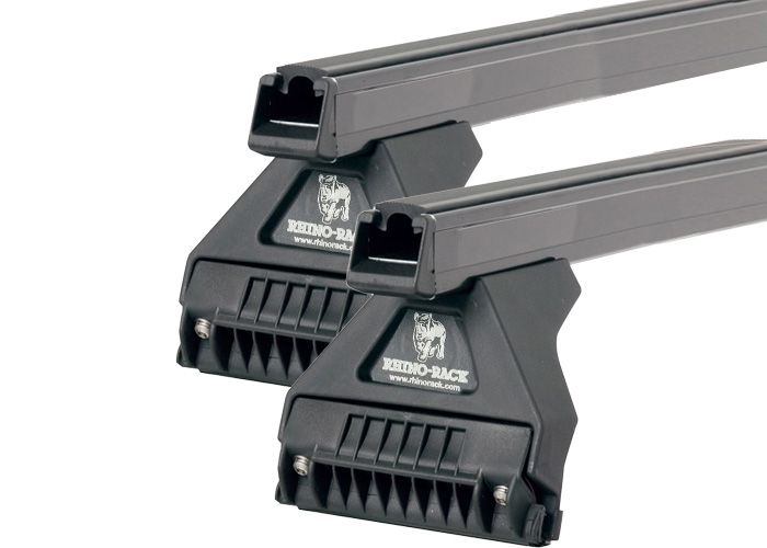 Rhino Rack JA0631 Heavy Duty RL110 Black 2 Bar Roof Rack for MITSUBISHI L300 2dr SWB with Rain Gutter (1980 to 2013)