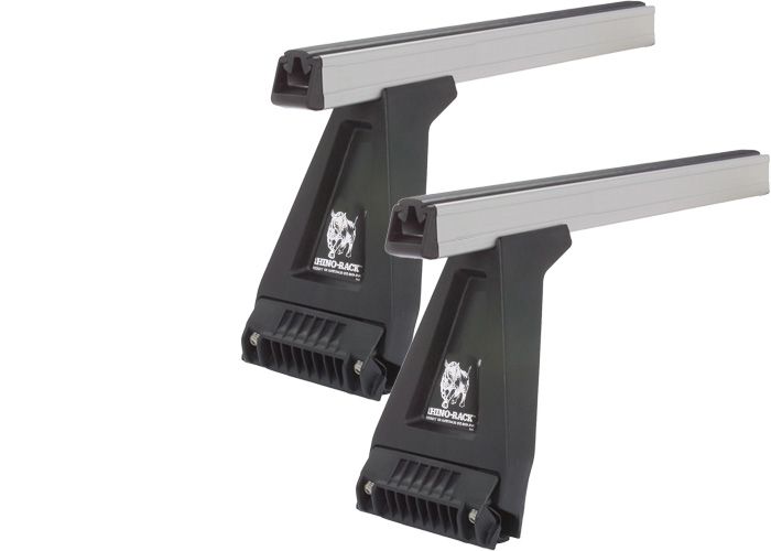 Rhino Rack JA0873 Heavy Duty RL210 Silver 2 Bar Roof Rack for LAND ROVER Defender 4dr Ute with Rain Gutter (1993 to 2020)