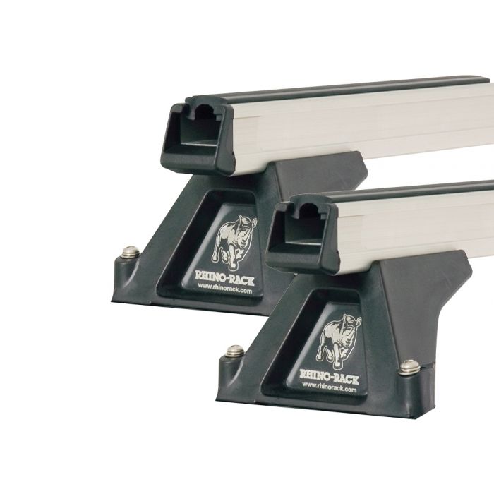 Rhino Rack JA0593 Heavy Duty RLTF Trackmount Silver 2 Bar Roof Rack for MITSUBISHI Triton 4dr Ute with Bare Roof (2006 to 2015)