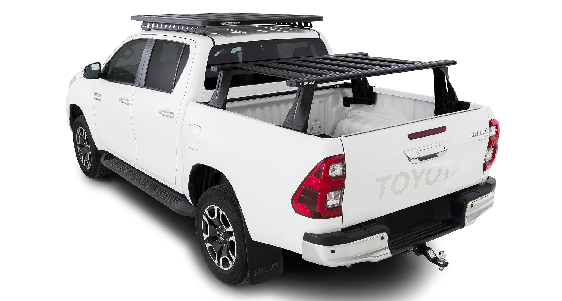 Rhino Rack JC-01581 Reconn-Deck 2 Bar Ute Tub System with 6 NS Bars for Toyota Hilux 4dr Ute Dual Cab 10/15 On