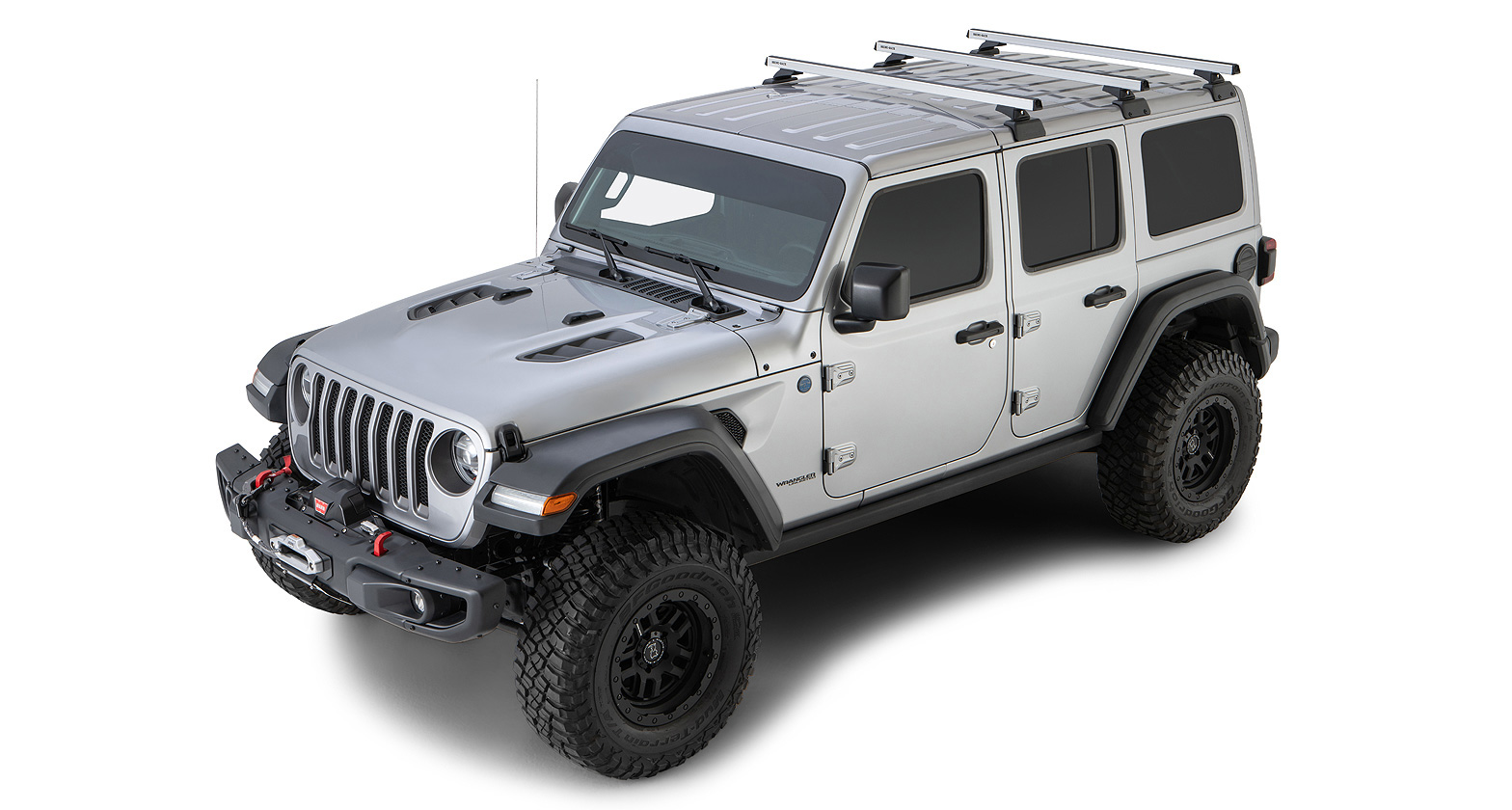 Rhino Rack JB0883 - Heavy Duty RCL Silver 3 Bar Rhino-Rack Backbone Roof Rack for JEEP Wrangler 5dr SUV from 2019