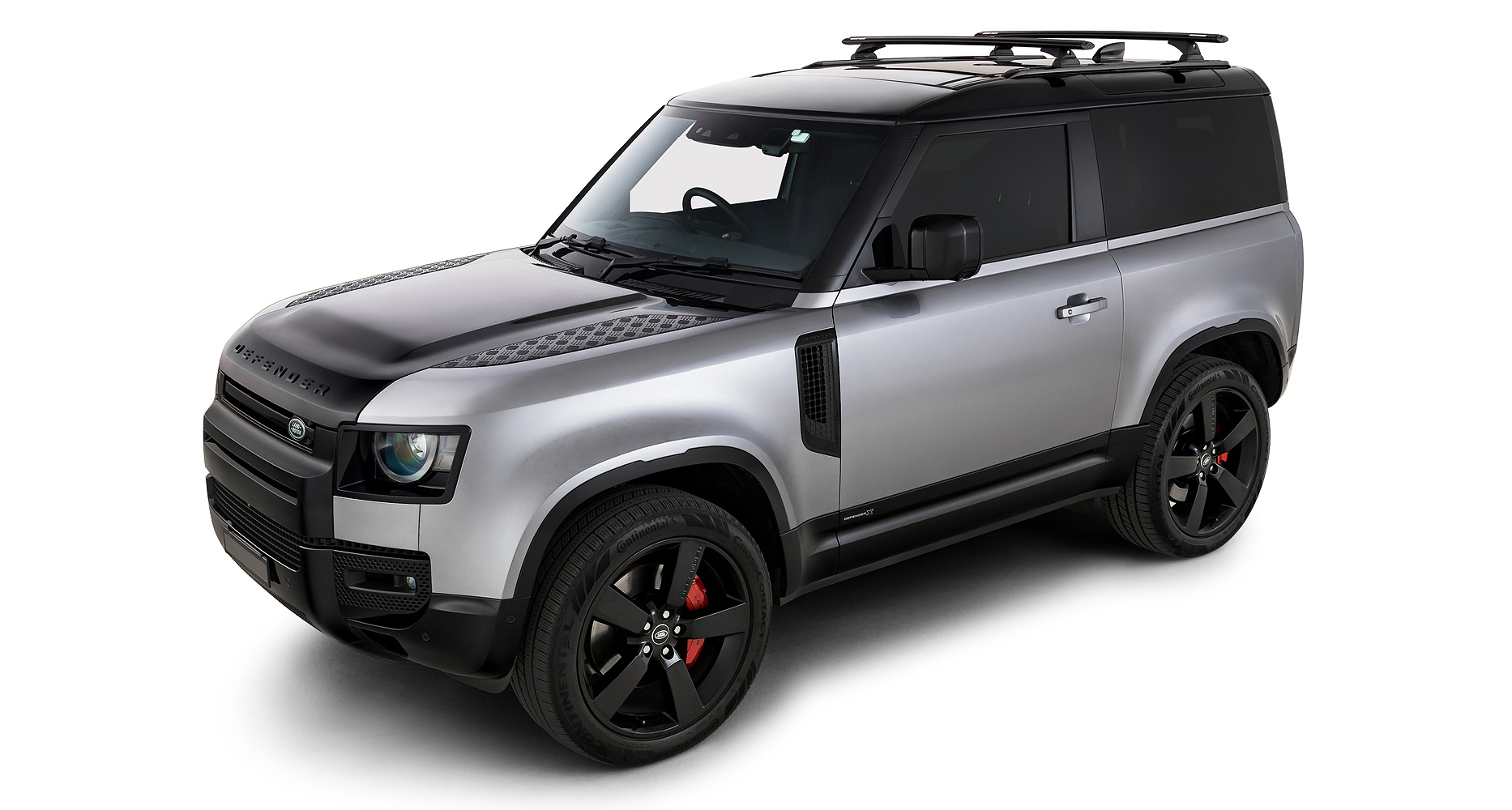 Rhino Rack JC-01594 Vortex RCH-RCL Black 2 Bar Roof Rack for Land Rover Defender 90 Gen2 3dr SUV with Factory Fitted Track (2020 onwards) - Track Mount