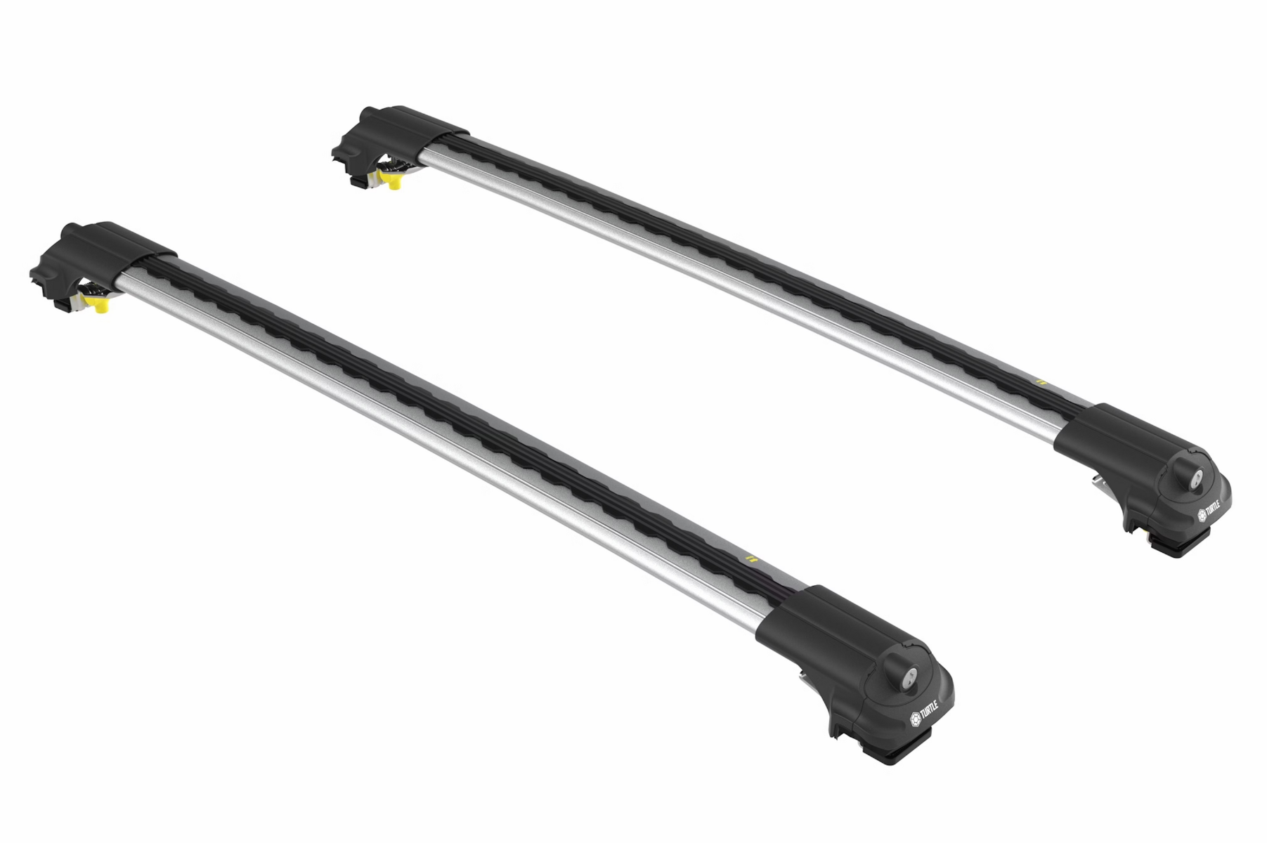 Turtle Air1 Silver 2 Bar for Volvo XC70 5dr Wagon with Raised Roof Rail (2007 to 2016)