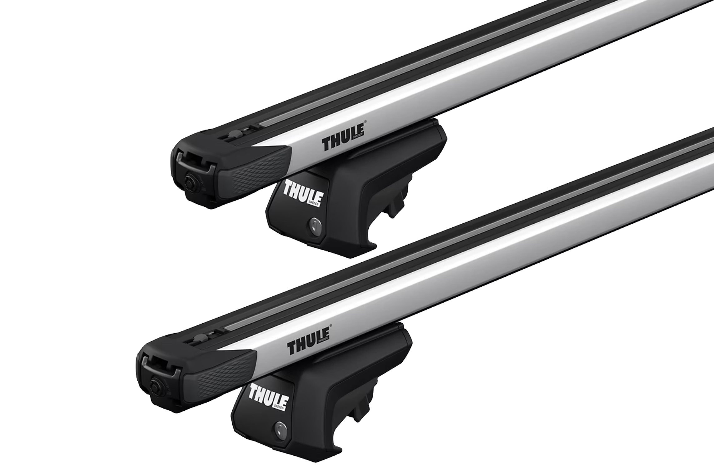 Thule SlideBar Evo Silver 2 Bar Roof Rack for MG 5 5dr Wagon with Raised Roof Rail (2020 onwards)