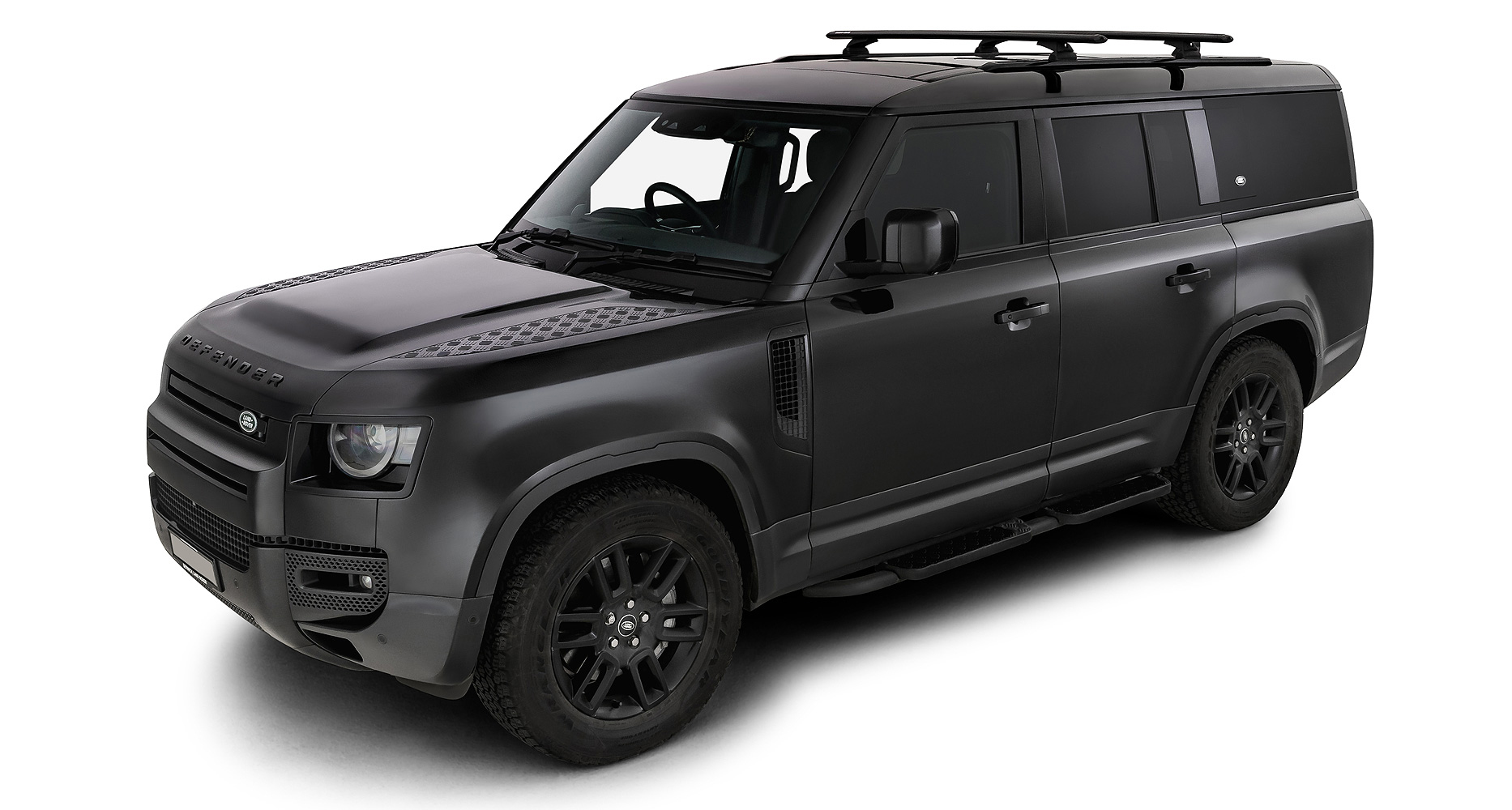 Rhino Rack JC-01933 Vortex RCL Black 2 Bar Roof Rack for Land Rover Defender 130 Gen2 5dr SUV with Factory Fitted Track (2023 onwards) - Track Mount