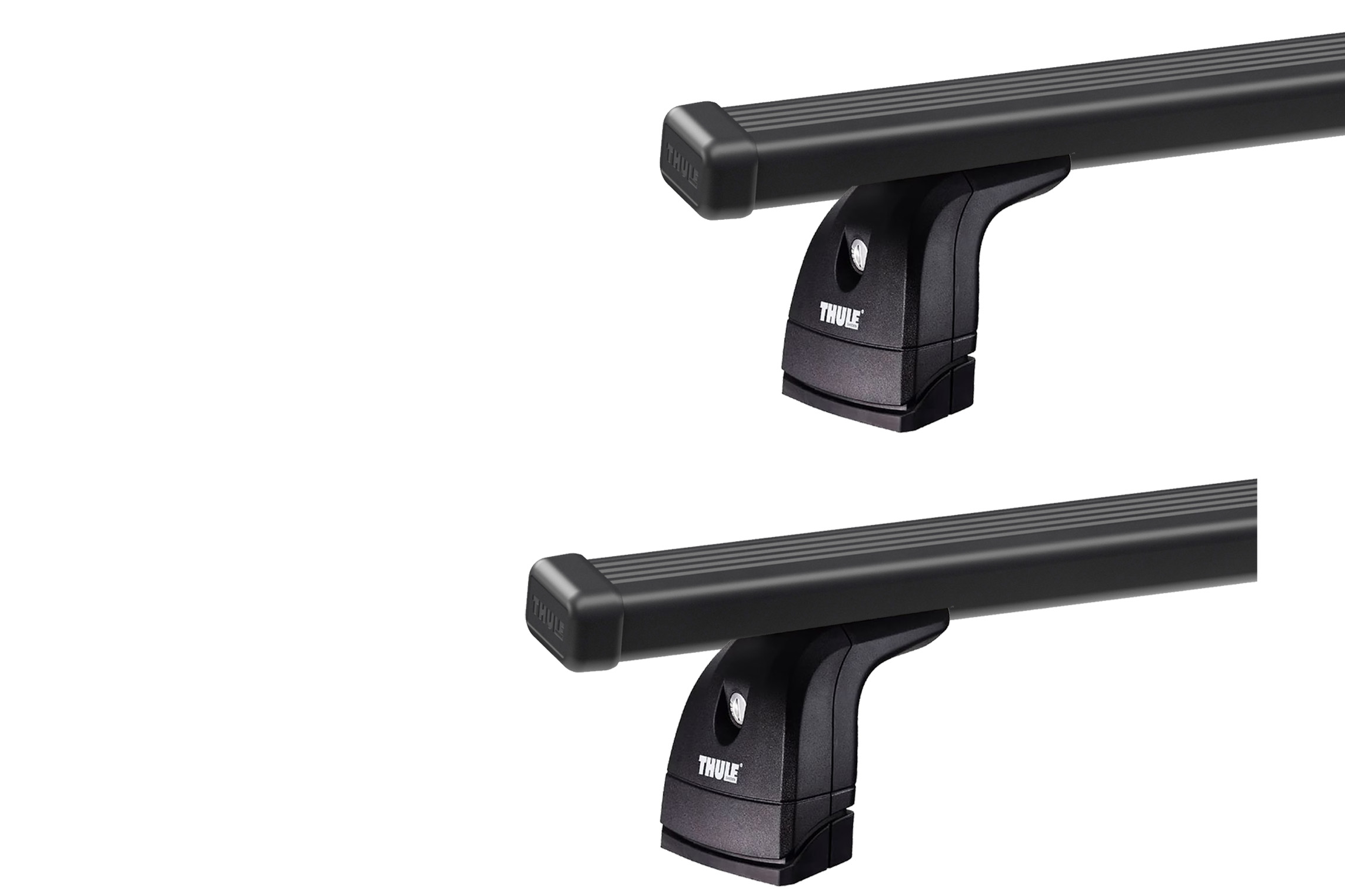 Thule 751 SquareBar Evo Black 2 Bar Roof Rack for Land Rover Range Rover Series 2 5dr SUV with Bare Roof (1995 to 2002) - Factory Point Mount