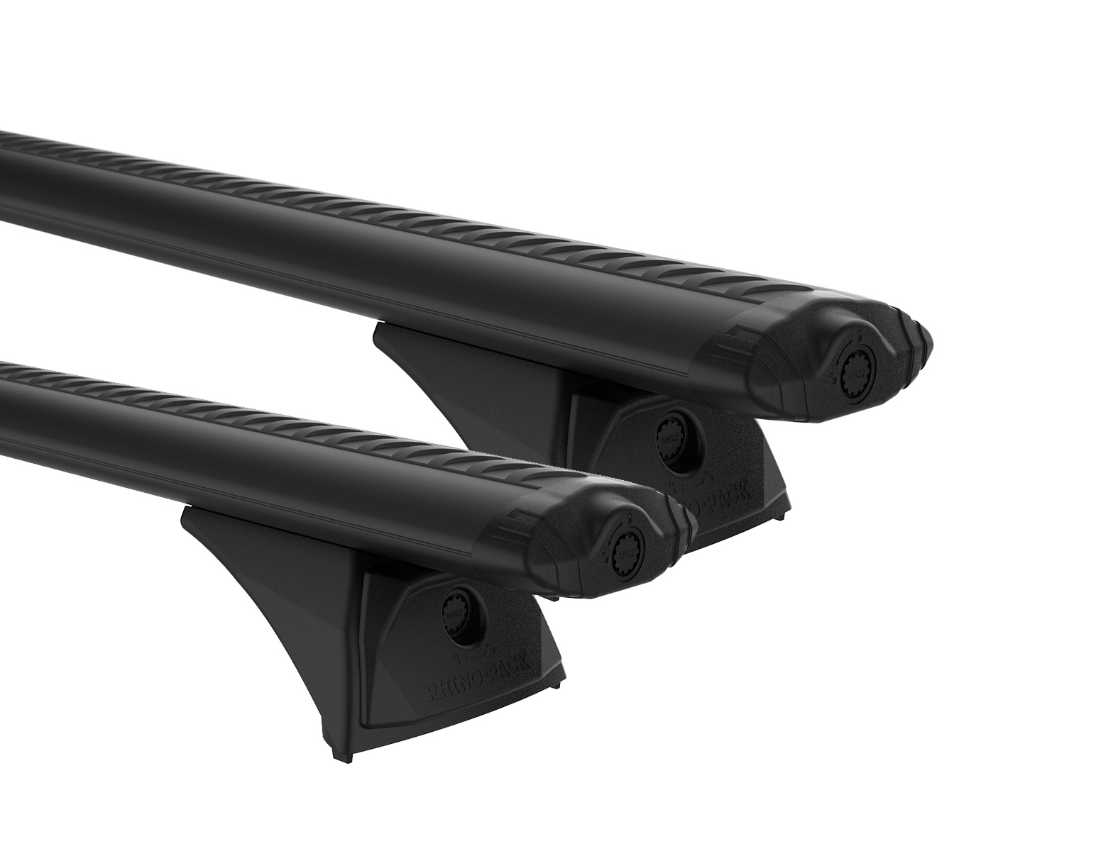 Rhino Rack JC-03795 Vortex RX300H Black 2 Bar Roof Rack suits Toyota Hilux N80 (Rogue) 4dr Ute with Bare Roof (2021 onwards) - Tub Factory Point Mount