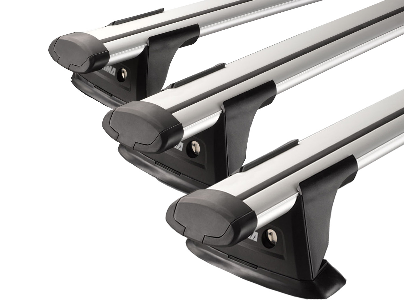 Yakima Aero ThruBar Silver 3 Bar Roof Rack for Land Rover Defender 130 Gen2 5dr SUV with Factory Fitted Track (2023 onwards) - Track Mount