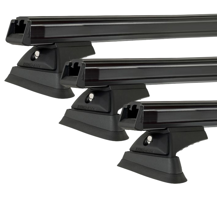 Rhino Rack JC-03656 Heavy Duty RCHT6 Black 3 Bar Roof Rack suits Toyota Hiace H300 4dr LWB Low Roof with Factory Mounting Point (2019 onwards) - Factory Point Mount