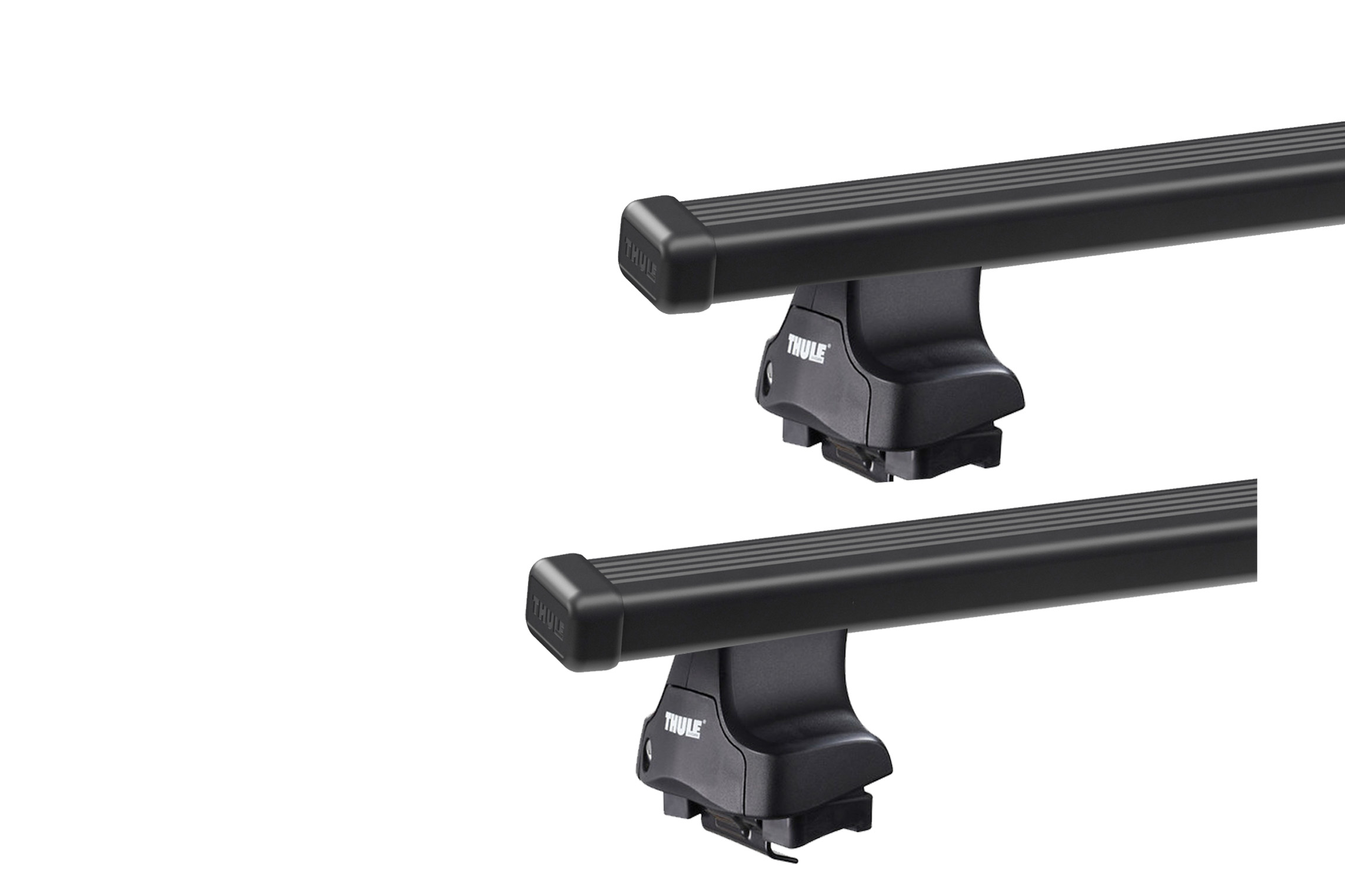 Thule 754 SquareBar Evo Black 2 Bar Roof Rack for Daihatsu Sirion 5dr Hatch with Bare Roof (2005 to 2012) - Clamp Mount