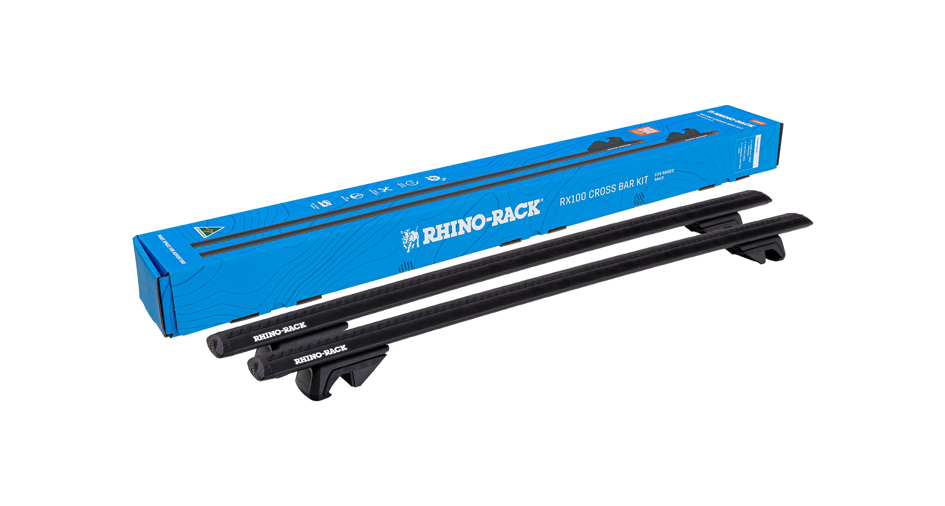 Rhino Rack RXB1VA126 RX100 Cross Bar Kit for Land Rover Discovery 5dr SUV with Raised Roof Rail (1991 to 2005) - Raised Rail Mount