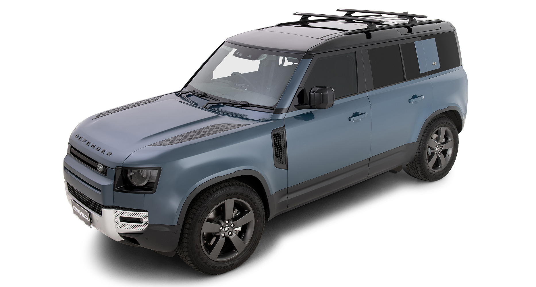 Rhino Rack JC-01410 Vortex RCL Black 2 Bar Roof Rack for Land Rover Defender 110 Gen2 5dr SUV with Factory Fitted Track (2020 onwards) - Factory Point Mount