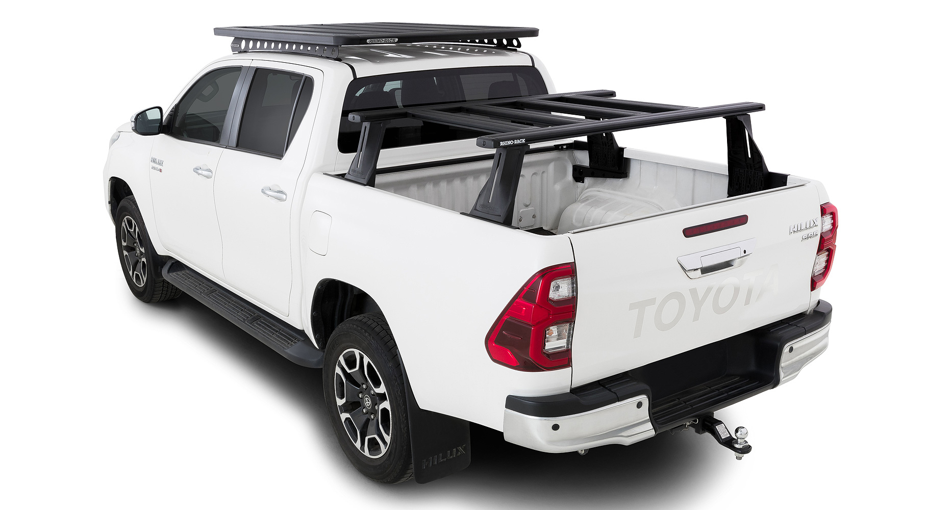Rhino Rack JC-01580 Reconn-Deck 2 Bar Ute Tub System with 4 NS Bars for Toyota Hilux 4dr Ute Dual Cab 10/15 On