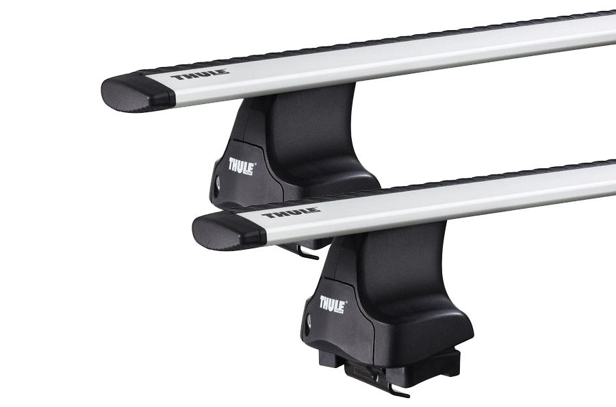 Thule 754 WingBar Evo Silver 2 Bar Roof Rack for GMC Sierra Classic 4dr Ute with Bare Roof (1999 to 2007) - Clamp Mount