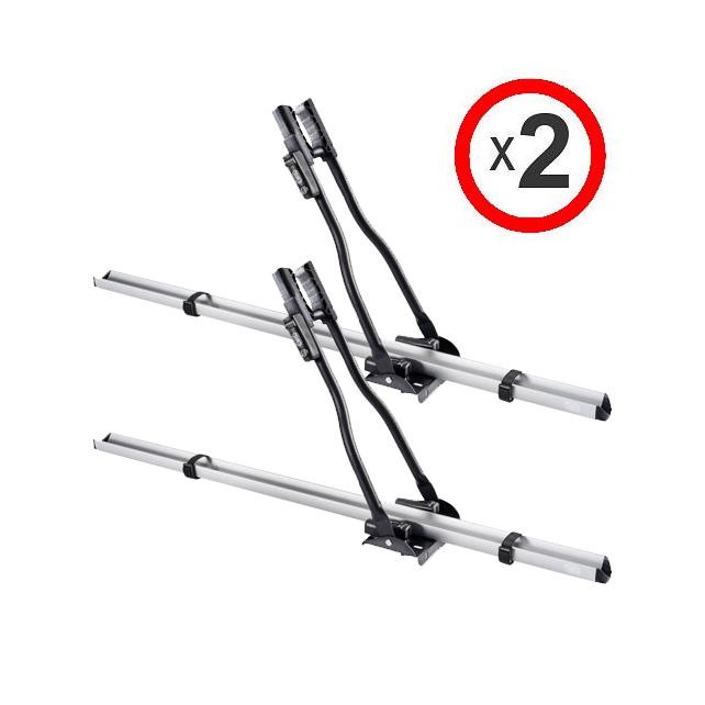 Cruz Race silver roof mounted bike carrier x 2 with matching locks (940-014)