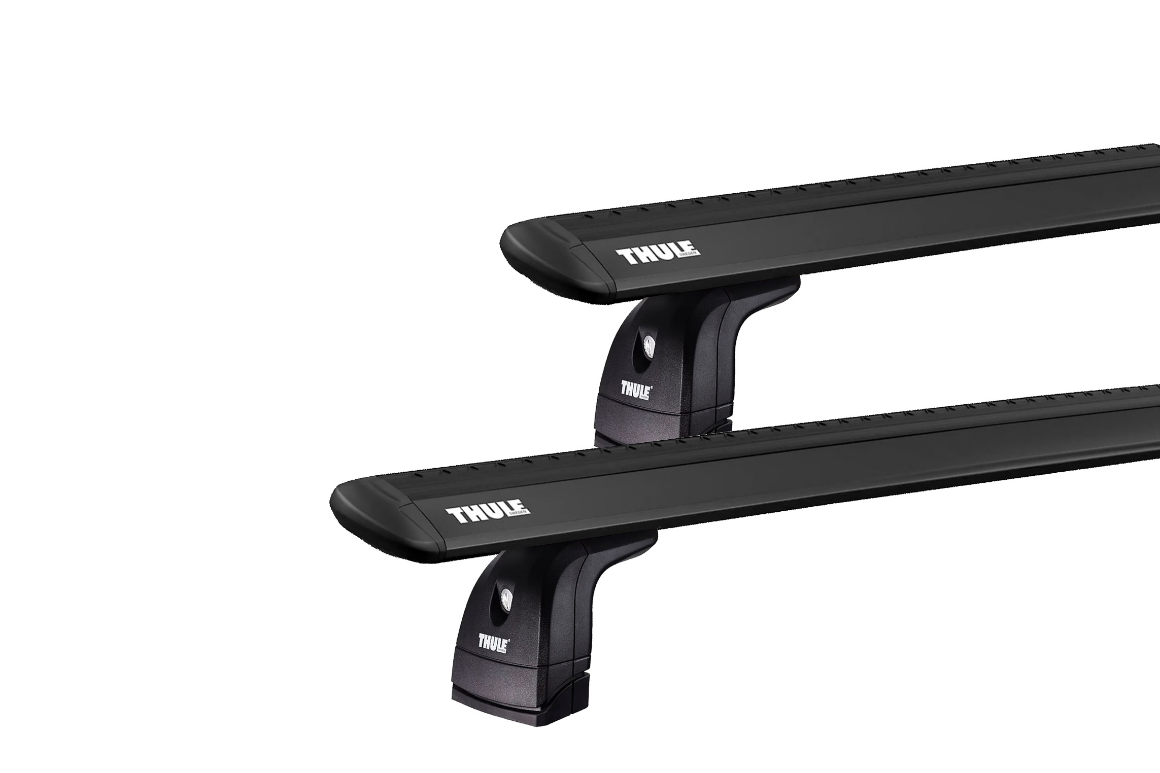 Thule 751 WingBar Evo Black 2 Bar Roof Rack for Daewoo Cielo 4dr Sedan with Bare Roof (1995 to 1998) - Factory Point Mount