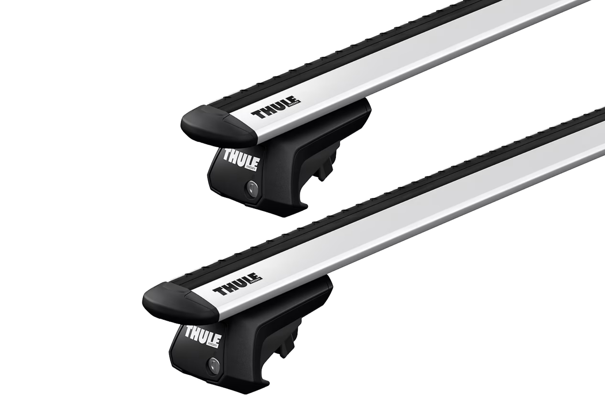 Thule 7104 WingBar Evo Silver 2 Bar Roof Rack for Saab 9-5 SportCombi 5dr Wagon with Raised Roof Rail (1998 to 2009) - Raised Rail Mount