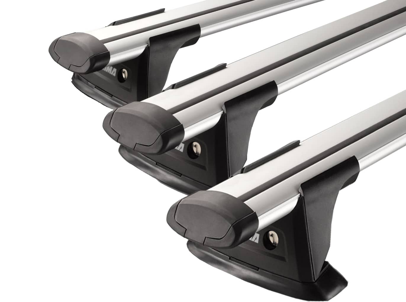 Yakima Aero Thrubar Silver 3 Bar Roof Rack for LAND ROVER Defender 110 5dr SUV with Factory Mounting Point (2020 onwards)