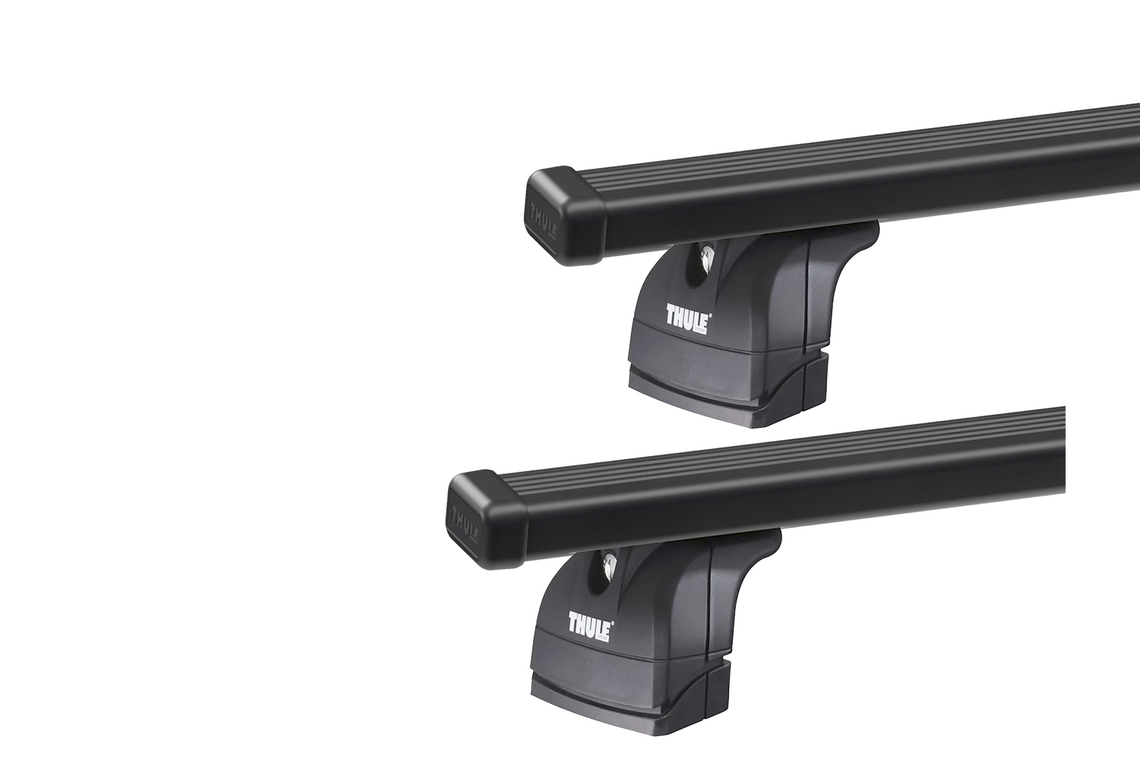 Thule 753 SquareBar Evo Black 2 Bar Roof Rack for Great Wall X240 5dr SUV with Bare Roof (2011 to 2016) - Factory Point Mount