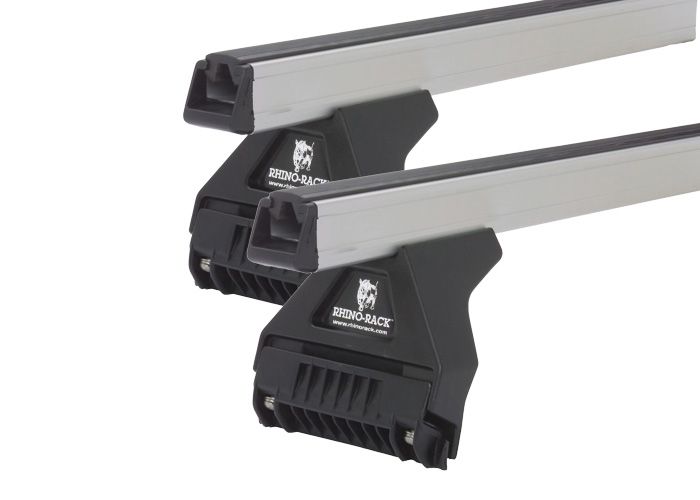 Rhino Rack JA0718 Heavy Duty RL110 Silver 2 Bar Roof Rack for MITSUBISHI L300 2dr SWB with Rain Gutter (1980 to 2013)