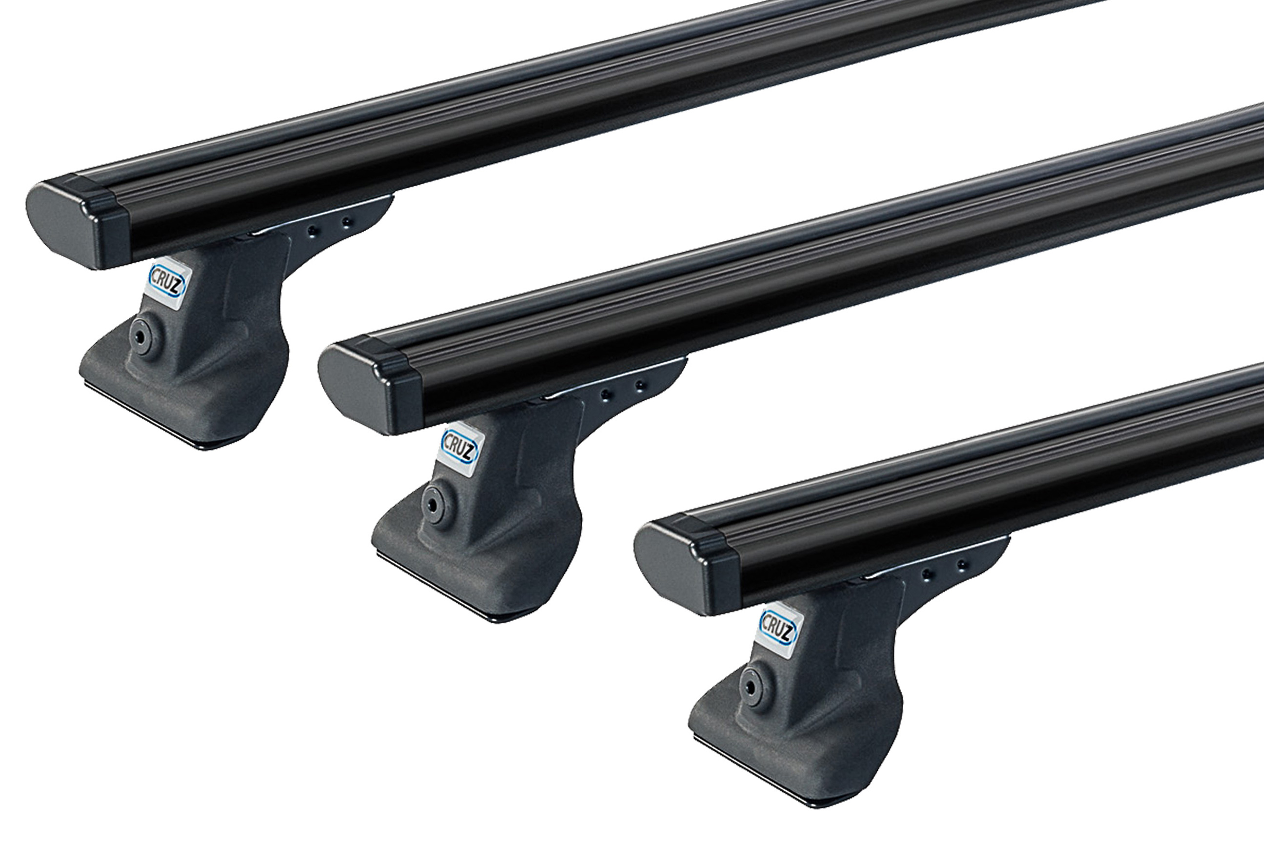 CRUZ Cargo Black 3 Bar Roof Rack for Volkswagen Multivan T4 4dr SWB Low Roof with Bare Roof (1991 to 2003) - Clamp Mount