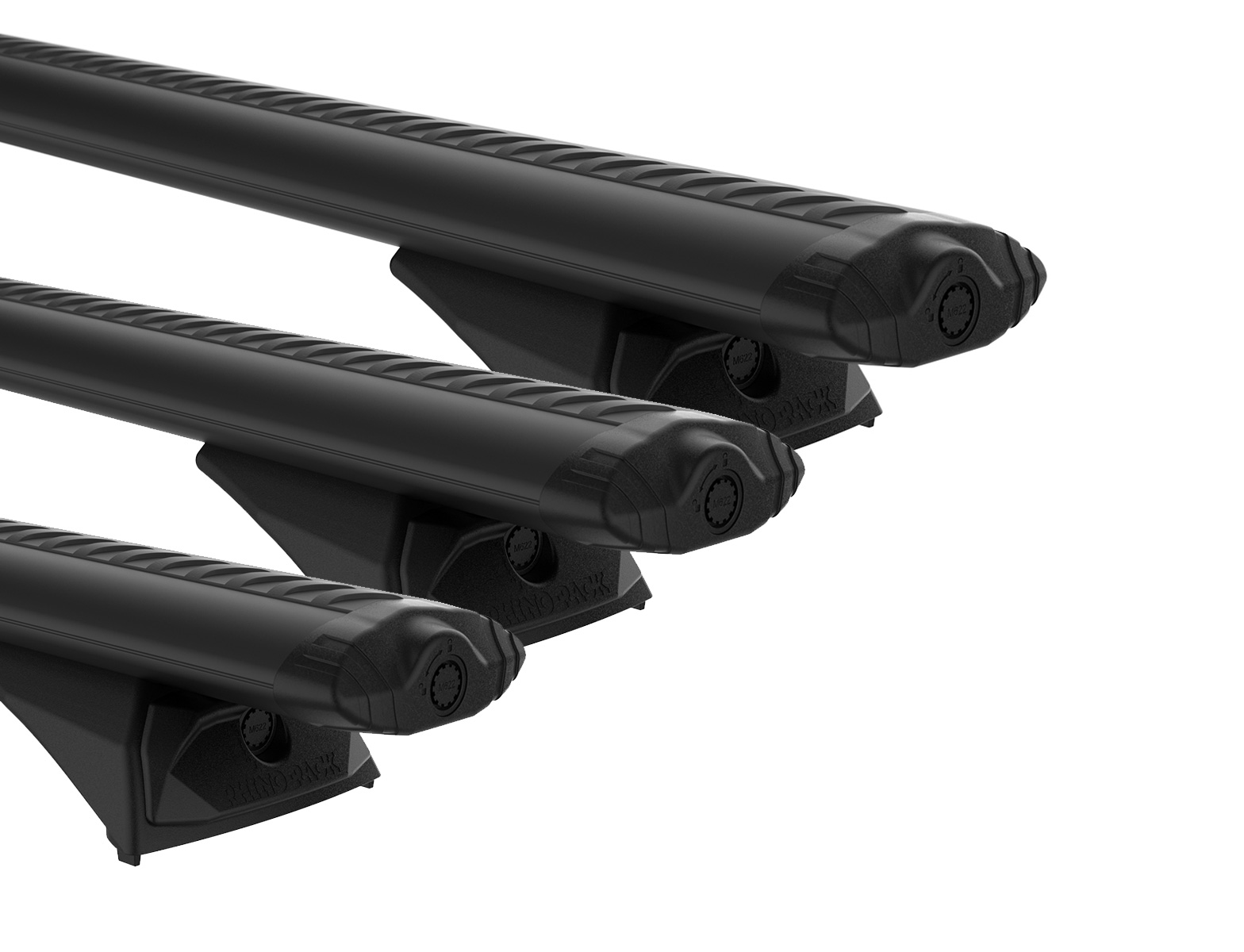Rhino Rack JC-03658 Vortex RX300L Black 3 Bar Roof Rack for Land Rover Defender 130 Gen2 5dr SUV with Factory Fitted Track (2023 onwards) - Factory Point Mount